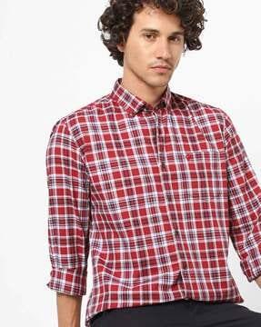 Checked Cotton Shirt with Patch Pocket