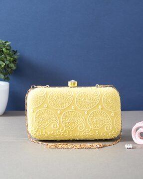 Embroidered Box Clutch with Chain Strap