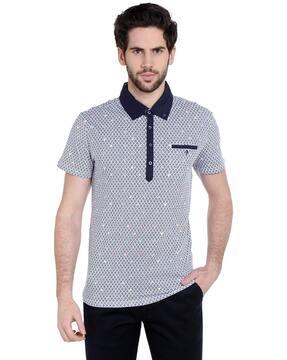 Printed Polo T-shirt with Welt Pocket
