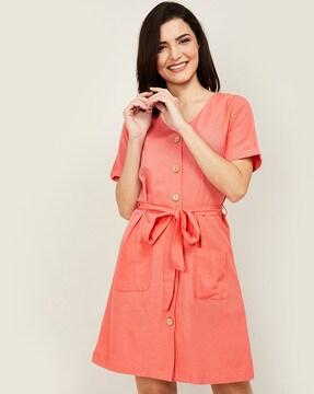 Shirt Dress with Patch Pockets