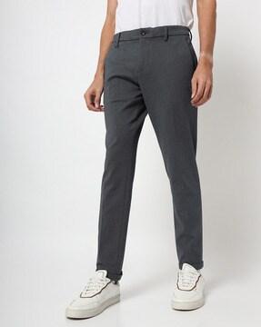 Slim Fit Flat-Front Cropped Knitted Trousers