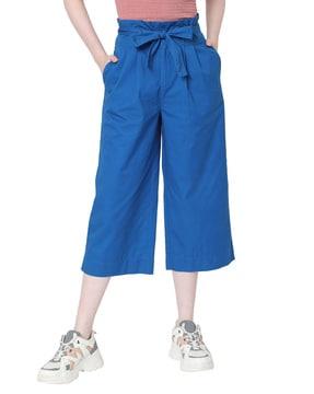 Wide Leg Culottes with Waist Tie-Up