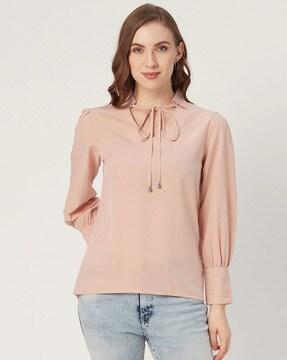 Fitted Top with Cuffed Sleeves