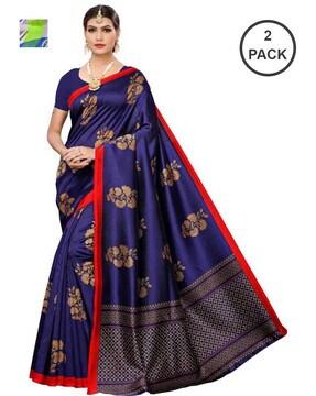 Pack of 2 Floral Print Traditional Sarees
