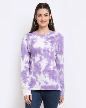 Tie & Dye Print Round-Neck Sweatshirt