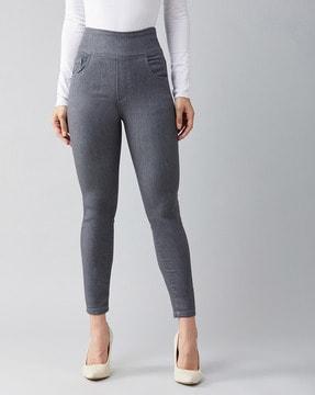 Mid-Wash Jeggings with Elasticated Waistband