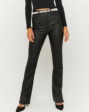 Mid-Rise 5-Pocket Straight Pants with Vented Hems