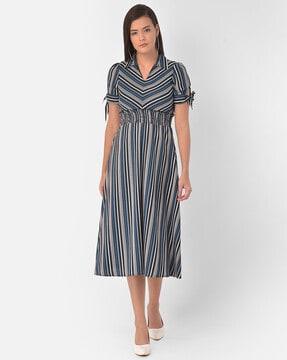 Striped Fit & Flare Dress