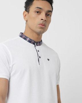 Slim Fit Polo T-shirt with Band Collar