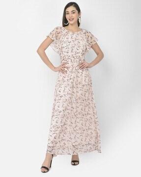 Floral Print Gown Dress