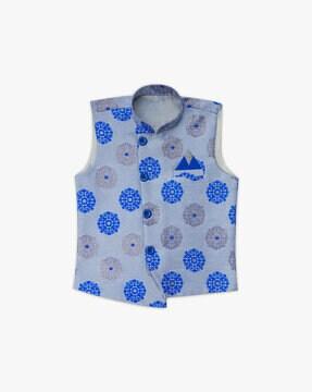 Block Woven Waistcoat with Button Closure