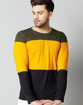 Short Sleeves T-shirt with Colourblock Detail