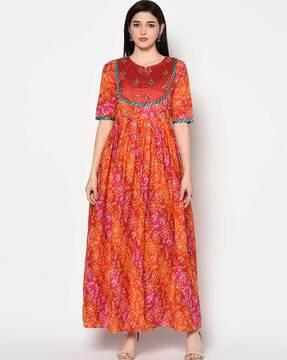 Bandhani Print Fit & Flare Dress