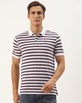 Striped Polo T-shirt with Vented Hem