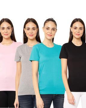 Pack of 4 Cotton Crew-Neck T-shirts