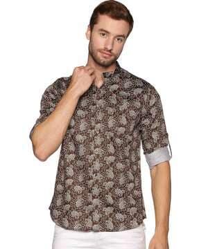 Paisley Print Slim Fit Shirt with Patch Pocket