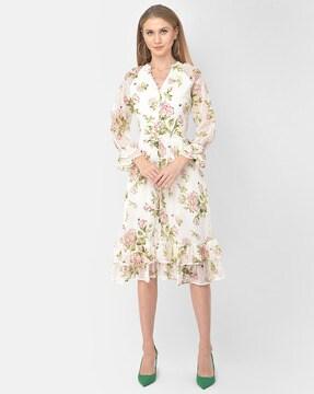 Floral Print V-Neck Dress