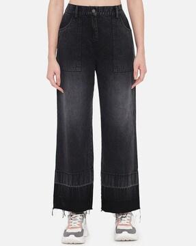 Solid Ankle-Length Jeans