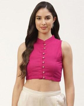 Panelled Front-Open Blouse