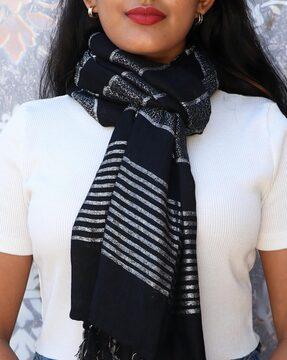 Striped Scarf with Tassels