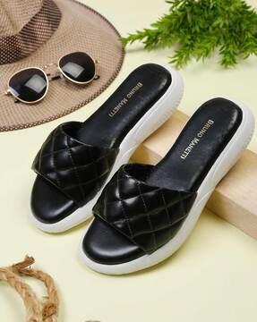Checked Slip-On Flat Sandals