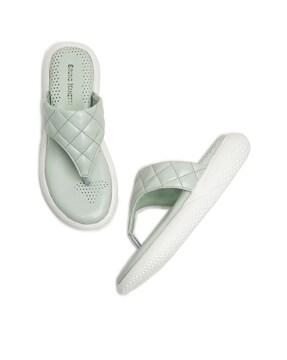 Checked Thong-Strap Flat Sandals