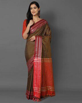 Checked Ilkal Saree with Tassels
