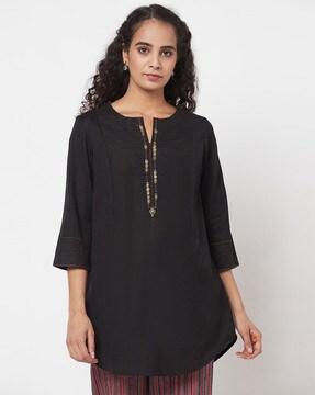 Linen Tunic with Sequins