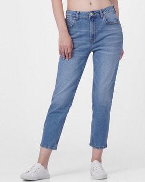 Lightly Washed Straight Fit Jeans