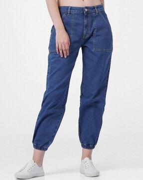 Washed High-Rise Jogger Jeans