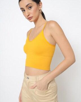 Ribbed Fitted V-neck Cami Top