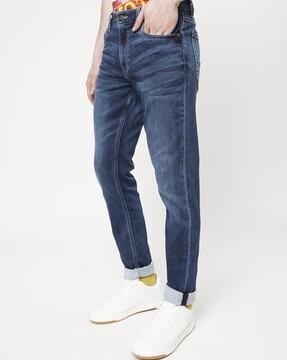 Mid-Wash 5-Pocket Slim Jeans