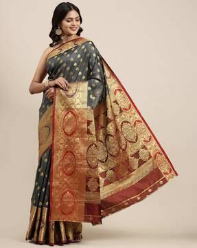 Embellished Banarasi Silk Saree With Blouse Piece