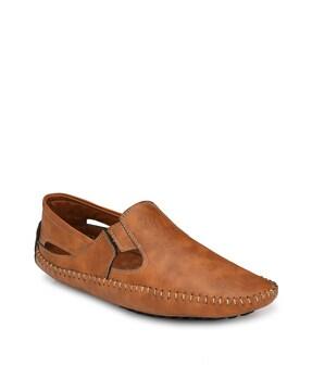 Textured Shoe-Style Slip-On Sandals
