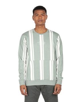 Striped Sweatshirt with Kangaroo Pocket