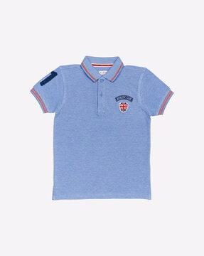 Heathered Polo T-Shirt with Spread Collar