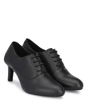 Round-Toe Lace-Up Pumps