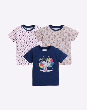 Pack of 3 Printed Round-Neck T-shirts