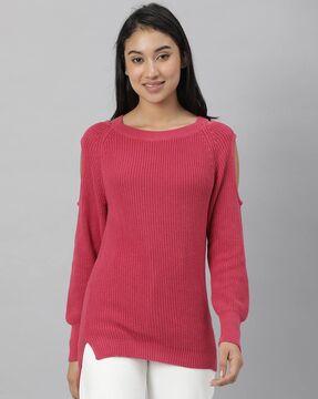 Textured Pullover with Cutouts