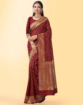 Printed Traditional Saree with Zari Accent