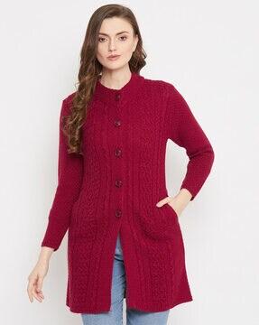 Knitted Wool Cardigan with Insert Pockets