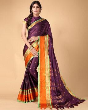 Traditional Saree with Contrast Border