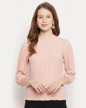 Round-Neck Top with Three-Fourth Sleeve