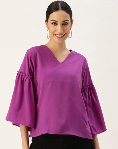 V-neck Top with 3/4th Sleeve