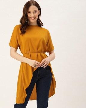 Solid Short Sleeve Round-Neck  Top