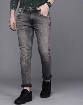 Mid-Rise Skinny Jeans with Whiskers