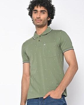 Printed Polo T-shirt with Patch Pocket