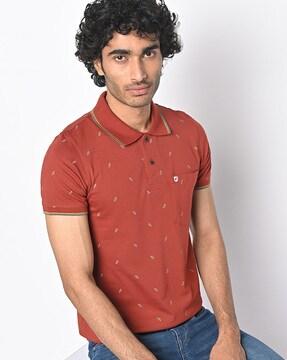 Printed Polo T-shirt with Patch Pocket