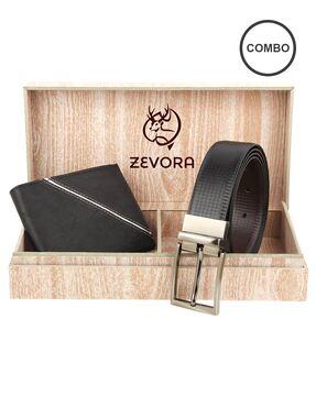 Textured Reversible Belt with Wallet