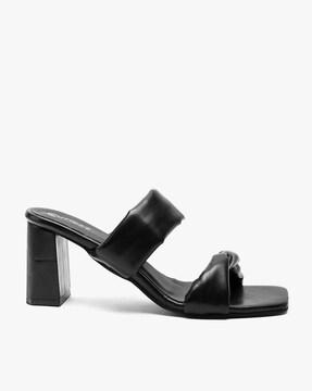 Chunky Heeled Sandals with Dual Straps